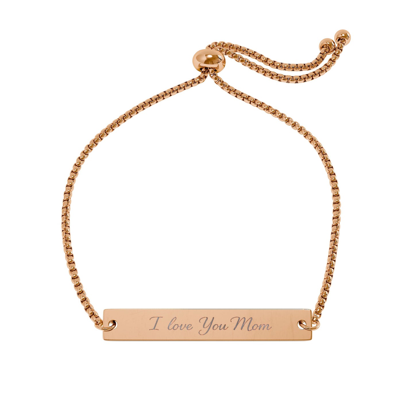 Engravable Adjustable Bar Bracelet — "I Love You Mom" Personalized Mother's Day Jewelry