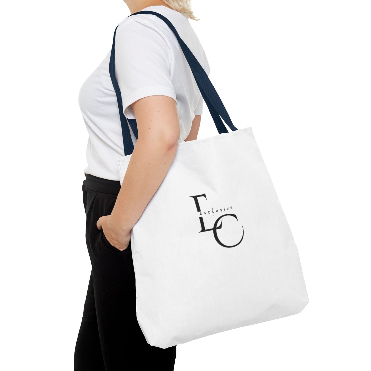 Minimalist Black Tote Bag with EO Monogram Logo — Stylish Everyday Canvas Tote