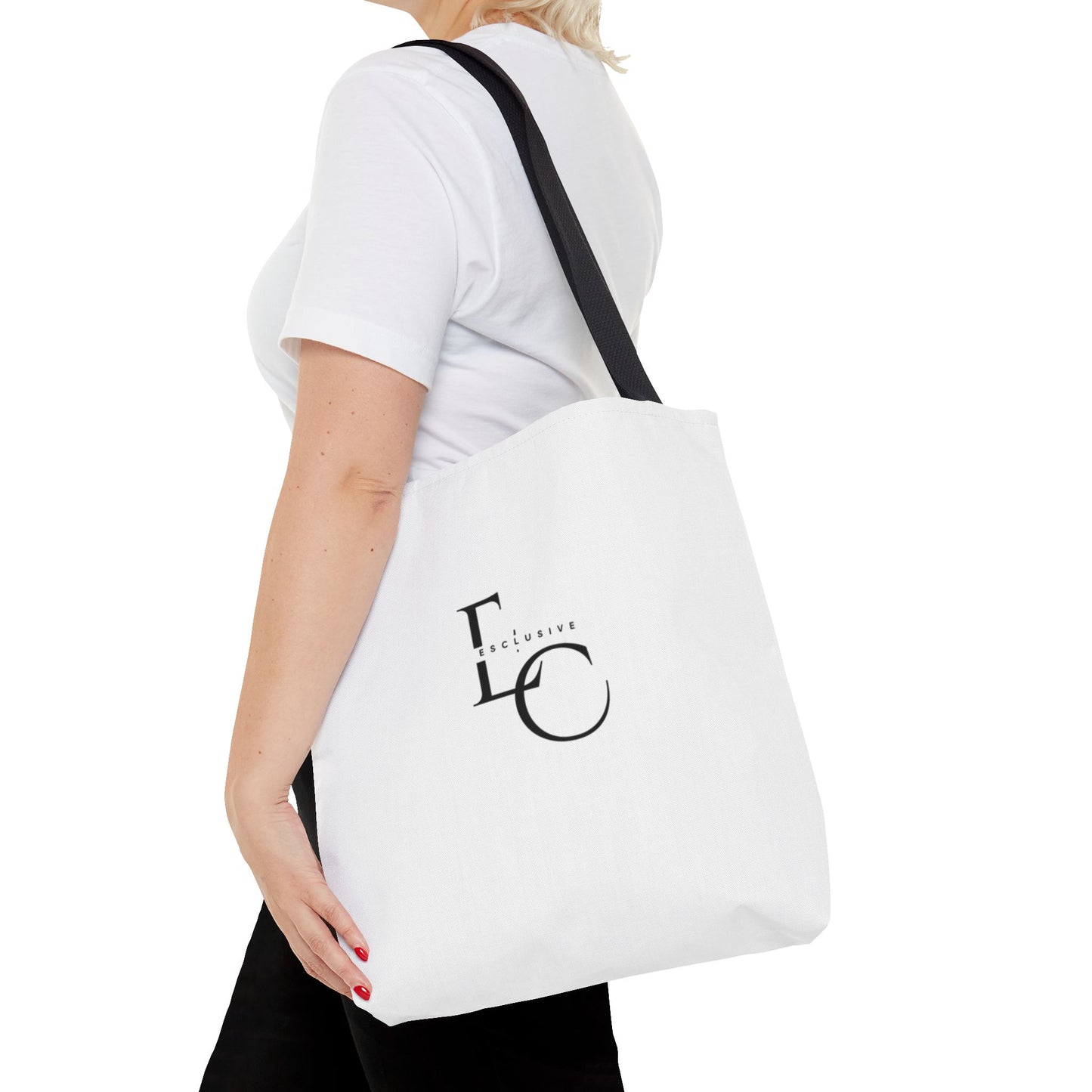 Minimalist Black Tote Bag with EO Monogram Logo — Stylish Everyday Canvas Tote