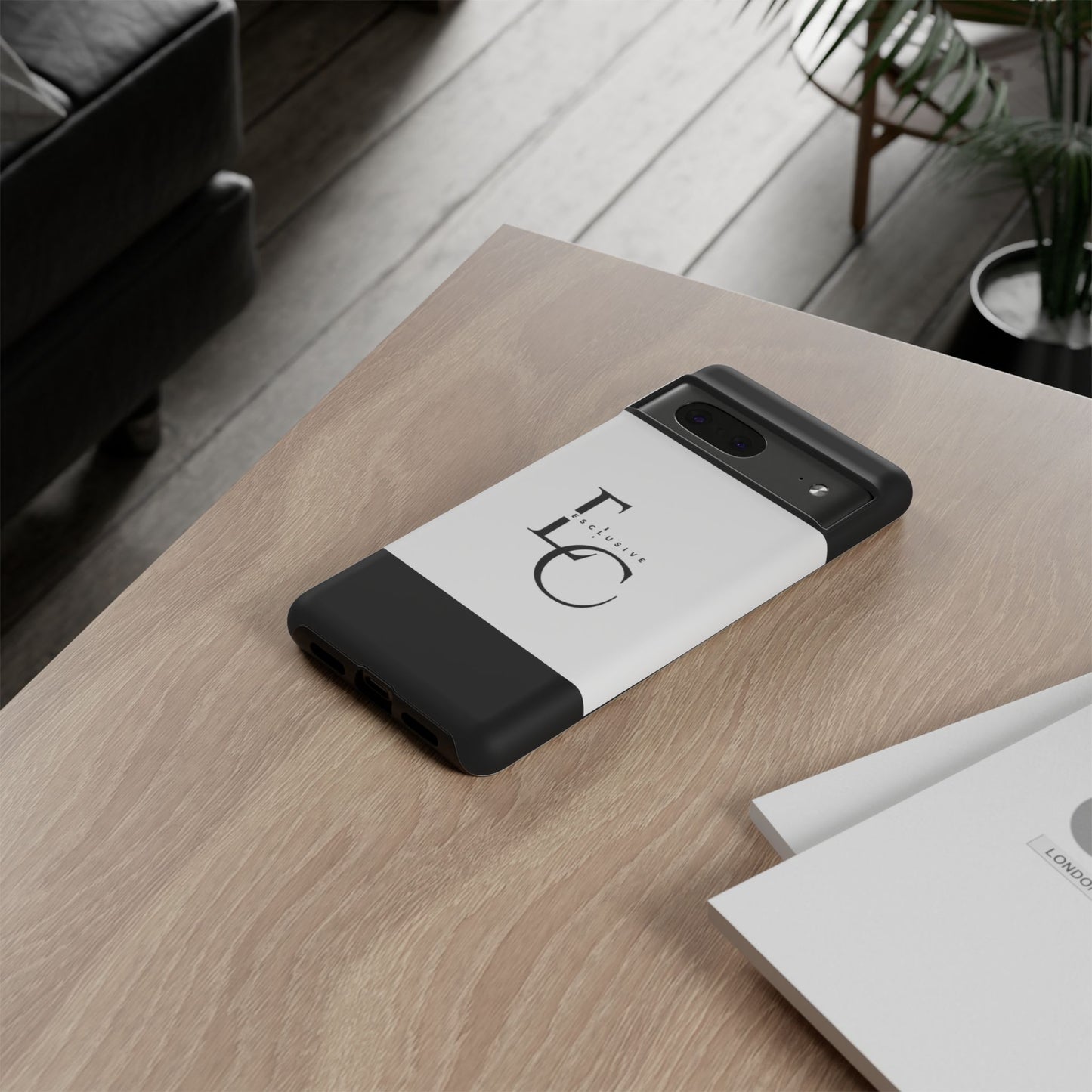 LC Exclusive Monogram Tough Phone Case — Black & White Slim Protective Cover