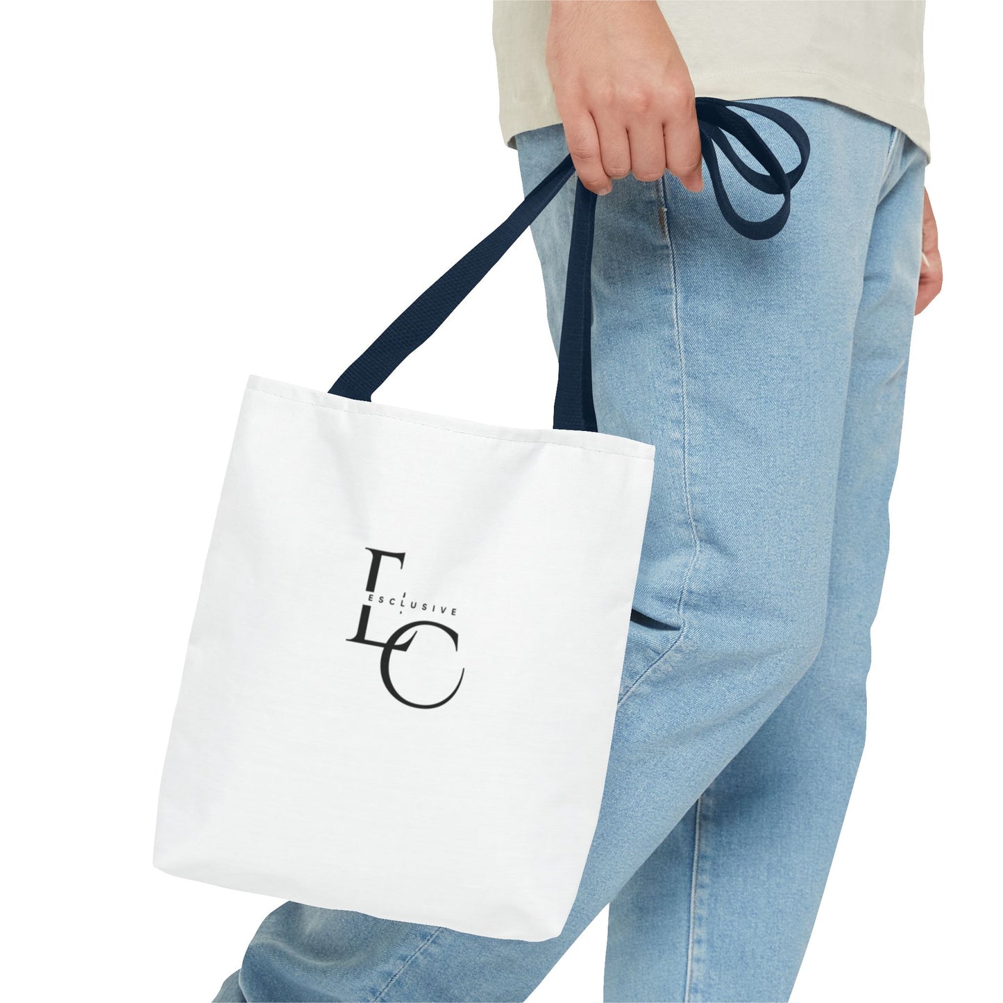Minimalist Black Tote Bag with EO Monogram Logo — Stylish Everyday Canvas Tote
