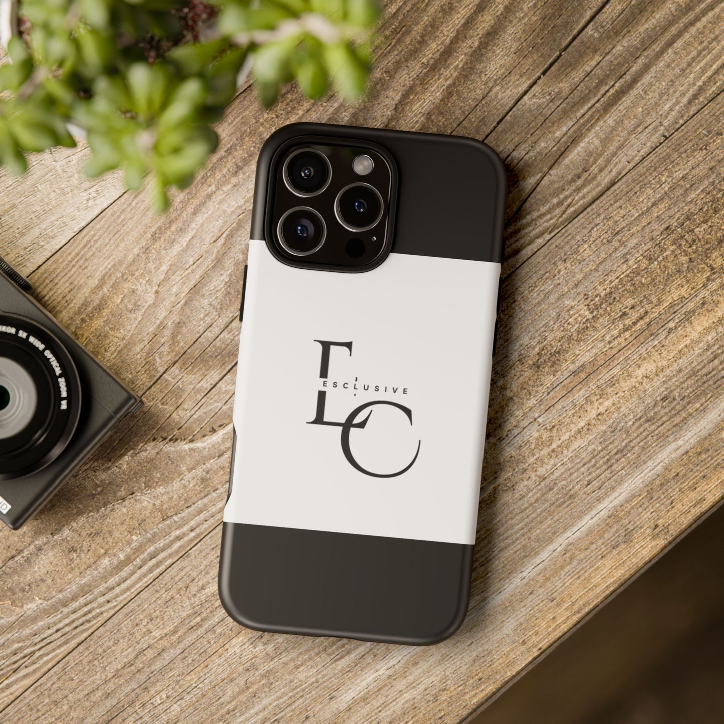 LC Exclusive Monogram Tough Phone Case — Black & White Slim Protective Cover