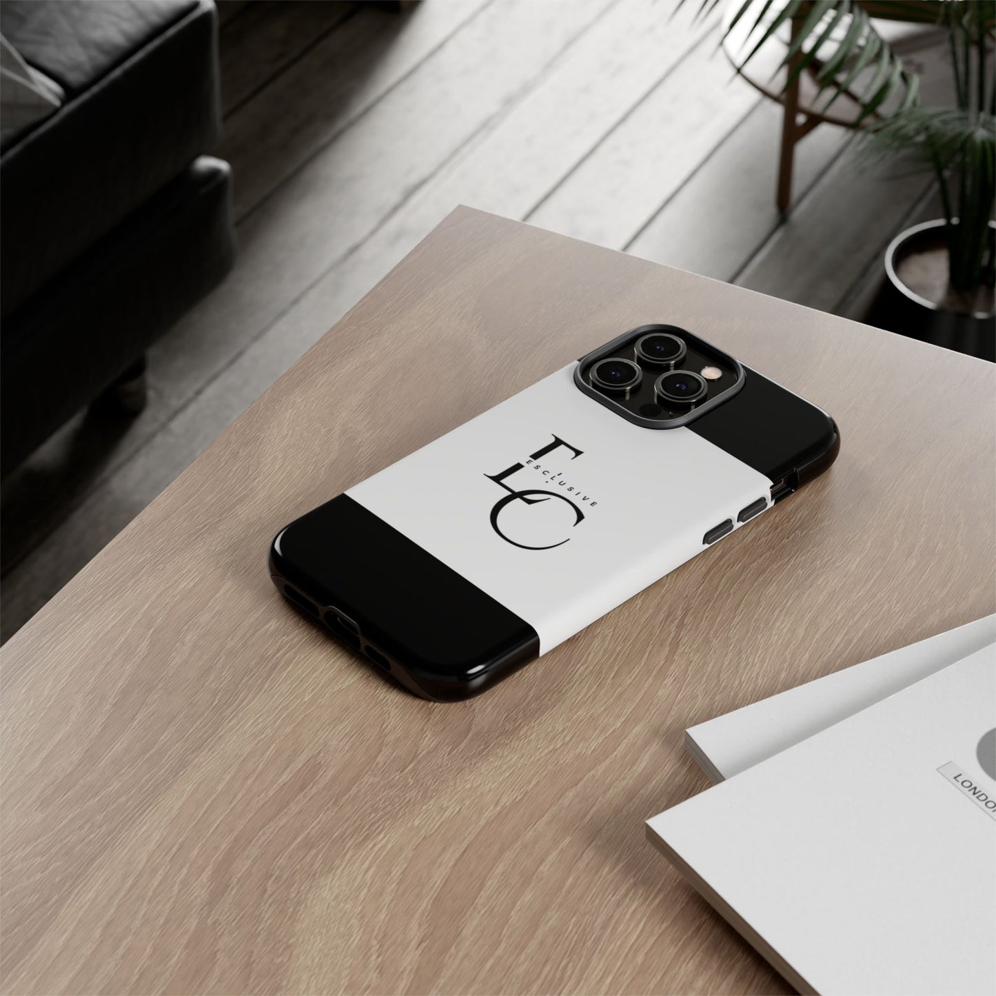 LC Exclusive Monogram Tough Phone Case — Black & White Slim Protective Cover
