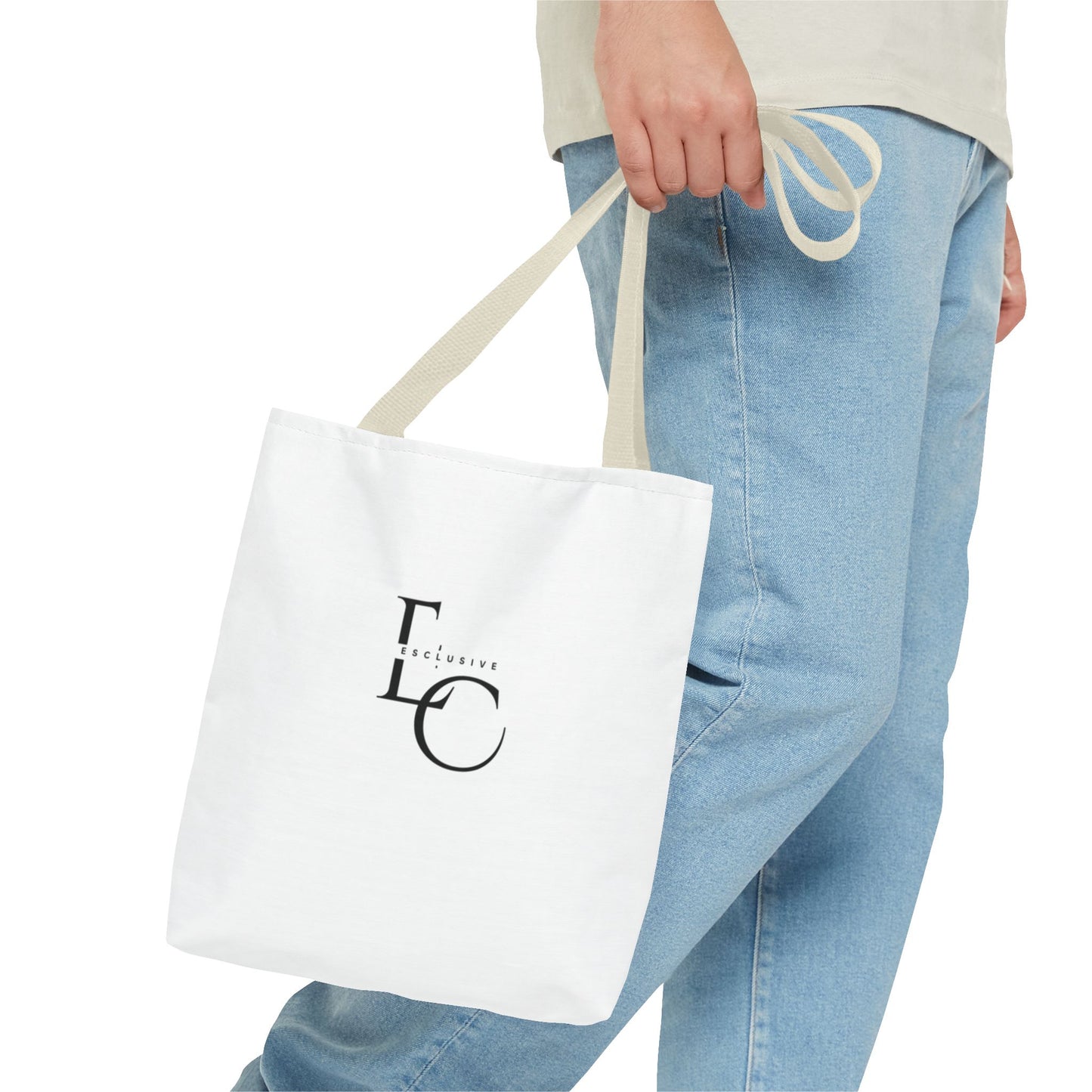 Minimalist Black Tote Bag with EO Monogram Logo — Stylish Everyday Canvas Tote