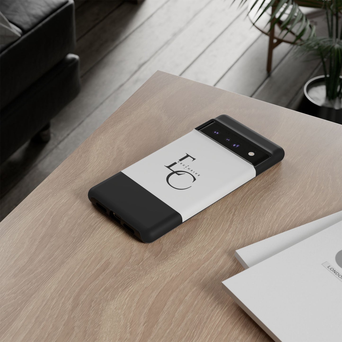 LC Exclusive Monogram Tough Phone Case — Black & White Slim Protective Cover
