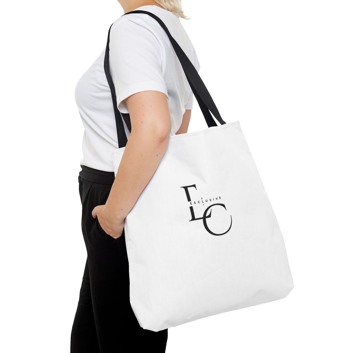 Minimalist Black Tote Bag with EO Monogram Logo — Stylish Everyday Canvas Tote