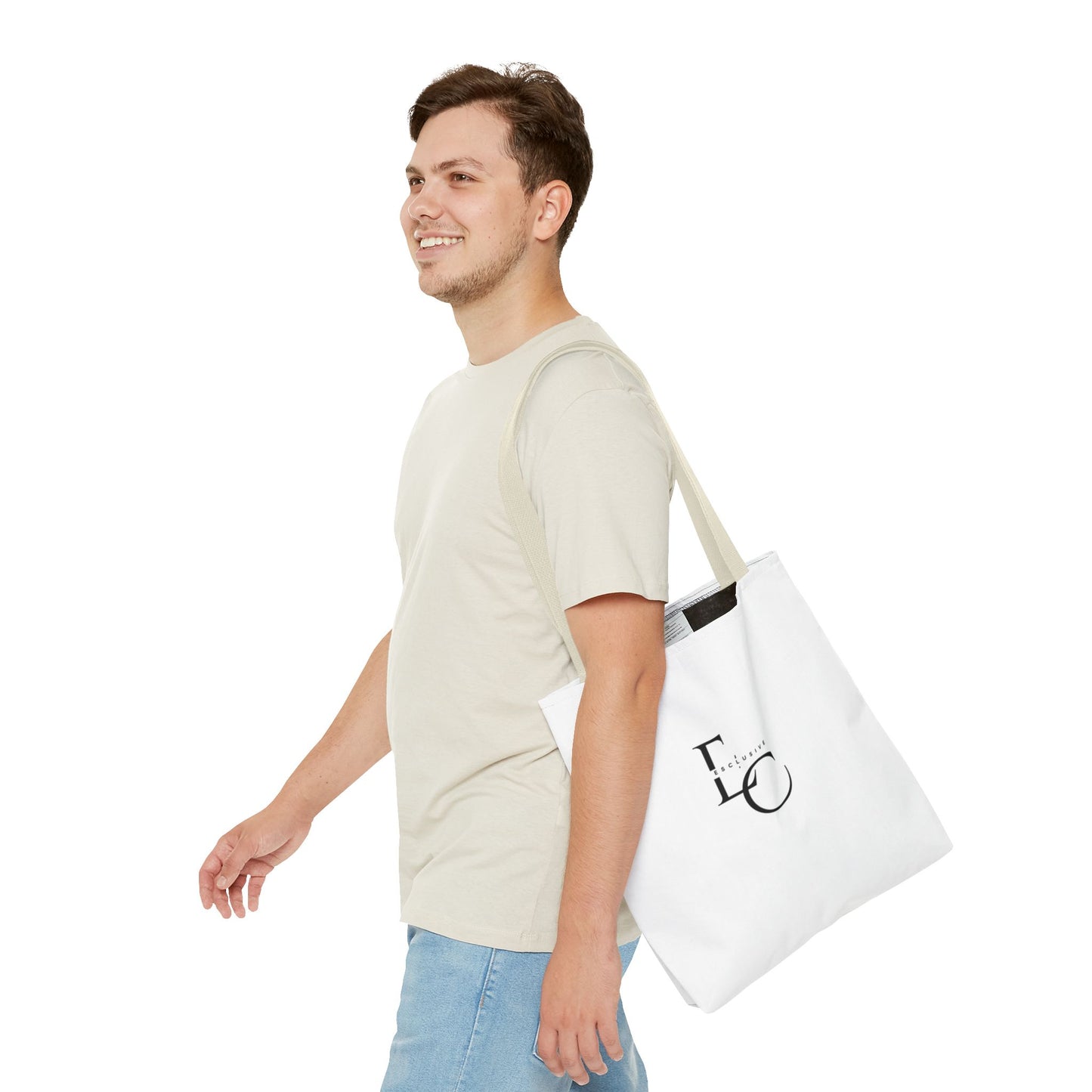 Minimalist Black Tote Bag with EO Monogram Logo — Stylish Everyday Canvas Tote
