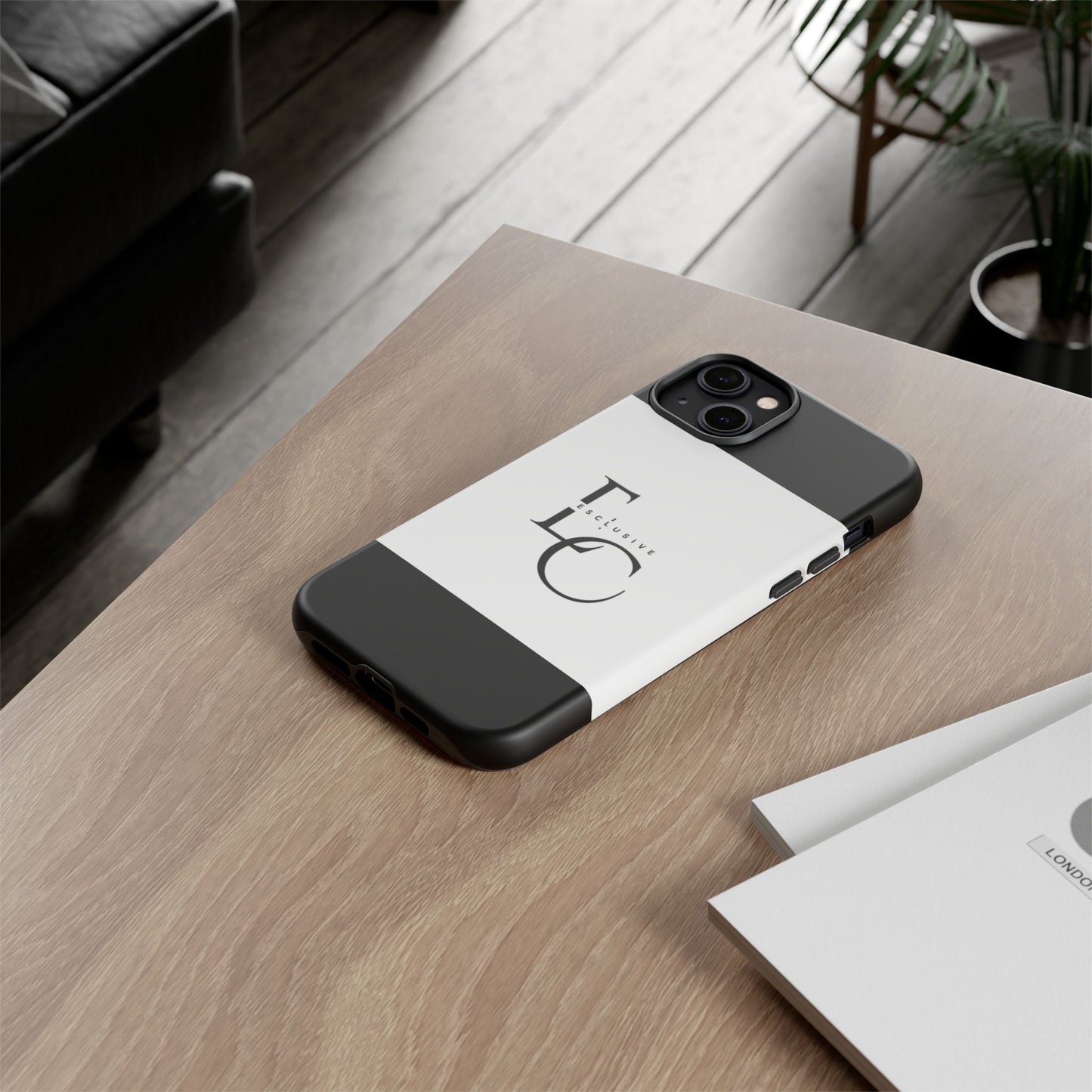 LC Exclusive Monogram Tough Phone Case — Black & White Slim Protective Cover