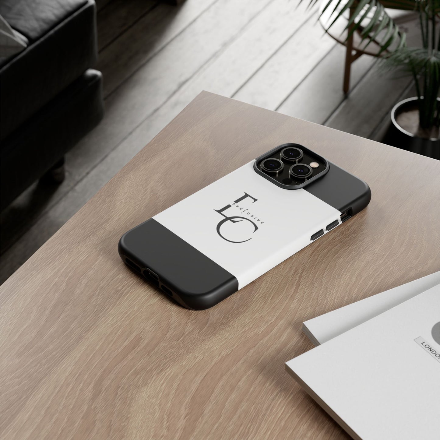 LC Exclusive Monogram Tough Phone Case — Black & White Slim Protective Cover