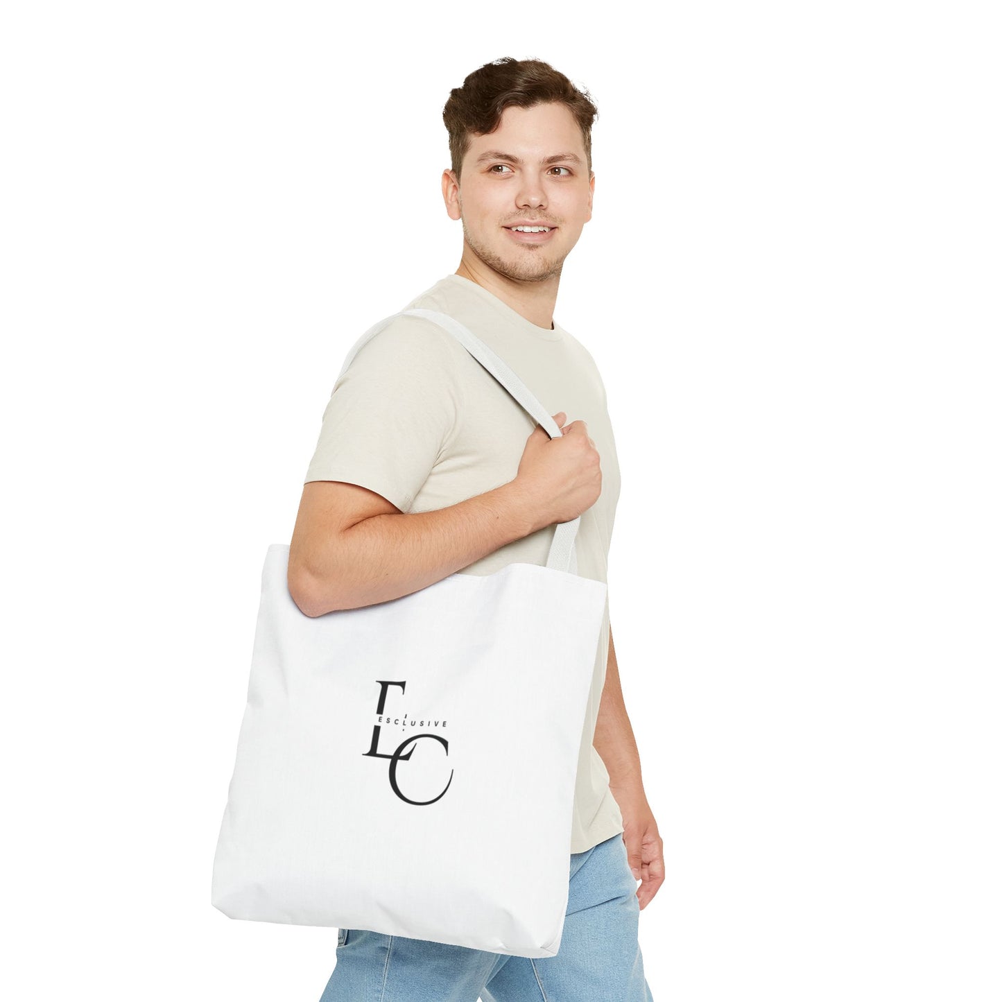 Minimalist Black Tote Bag with EO Monogram Logo — Stylish Everyday Canvas Tote