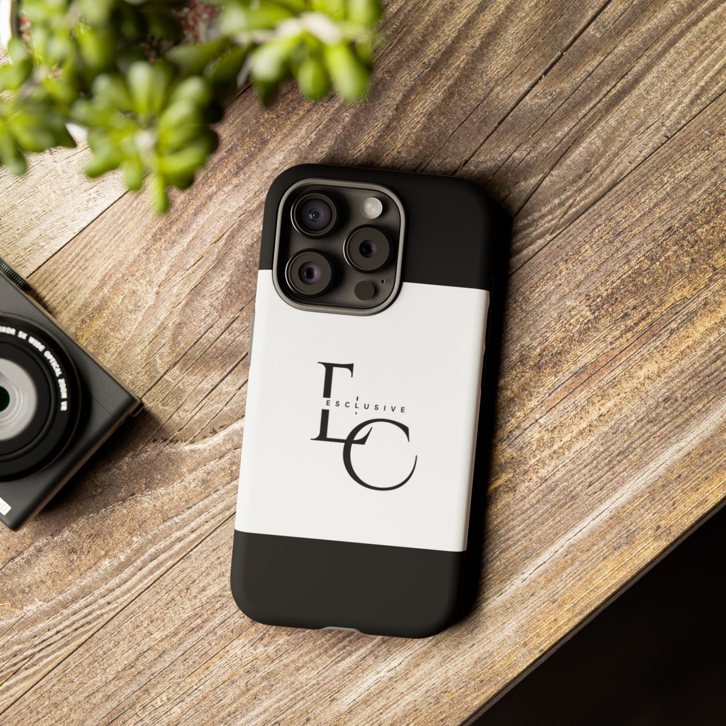 LC Exclusive Monogram Tough Phone Case — Black & White Slim Protective Cover