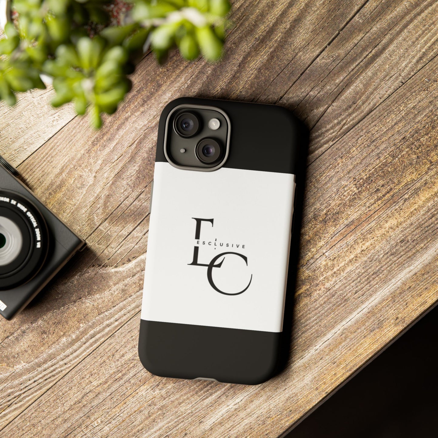 LC Exclusive Monogram Tough Phone Case — Black & White Slim Protective Cover