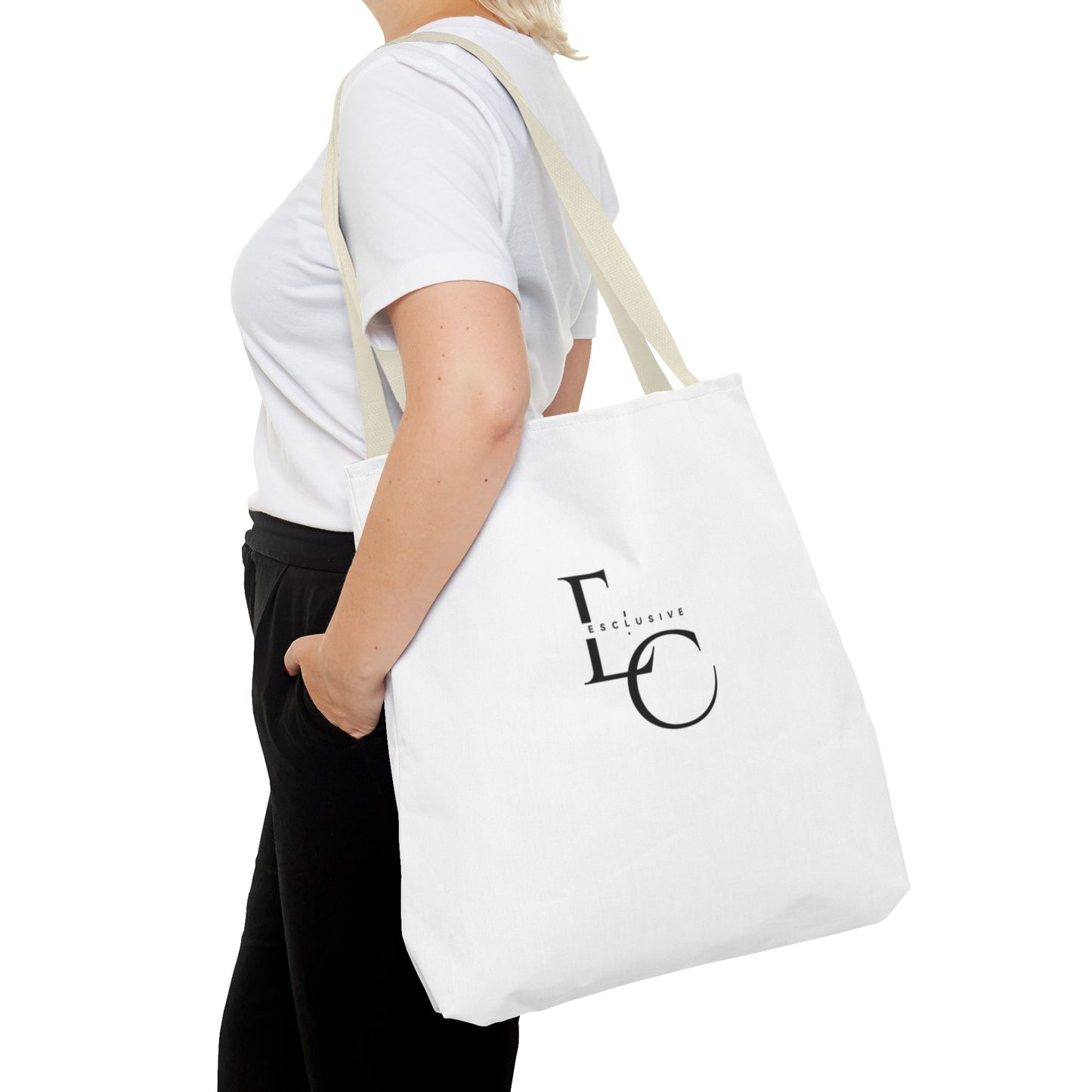 Minimalist Black Tote Bag with EO Monogram Logo — Stylish Everyday Canvas Tote