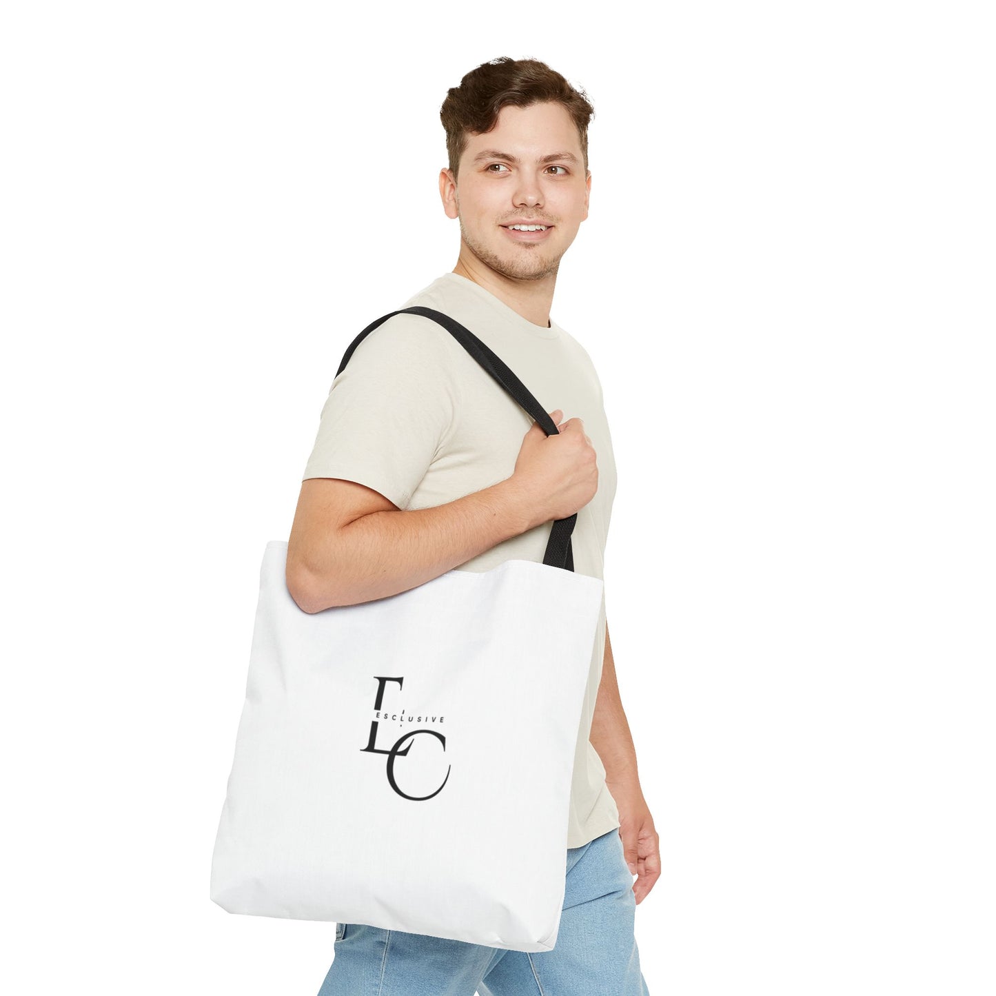 Minimalist Black Tote Bag with EO Monogram Logo — Stylish Everyday Canvas Tote