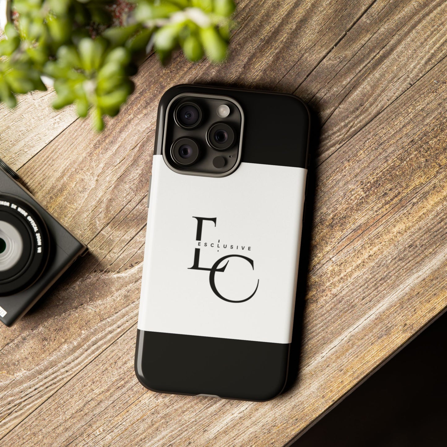 LC Exclusive Monogram Tough Phone Case — Black & White Slim Protective Cover