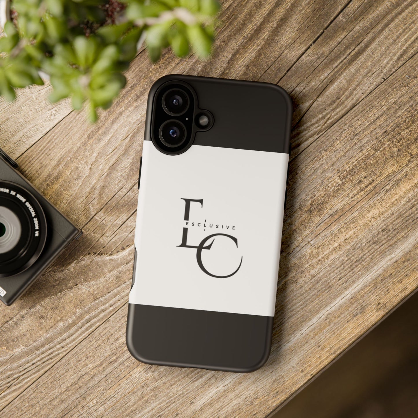 LC Exclusive Monogram Tough Phone Case — Black & White Slim Protective Cover