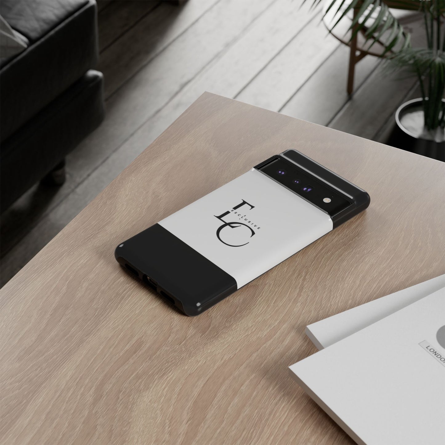 LC Exclusive Monogram Tough Phone Case — Black & White Slim Protective Cover