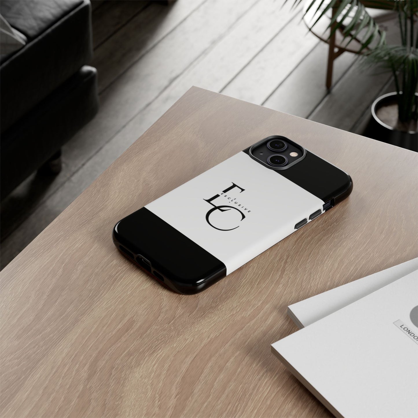 LC Exclusive Monogram Tough Phone Case — Black & White Slim Protective Cover